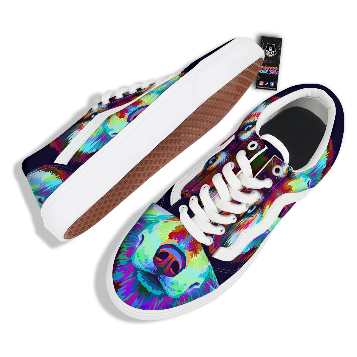 Portrait Siberian Husky Print Skate Shoes-grizzshop