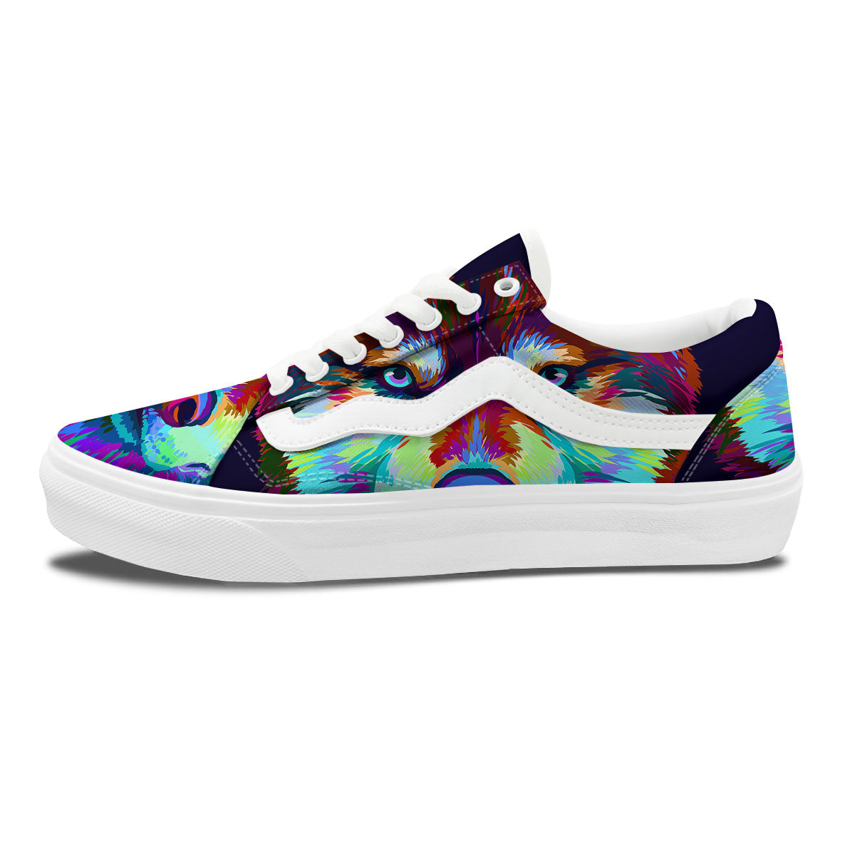 Portrait Siberian Husky Print Skate Shoes-grizzshop