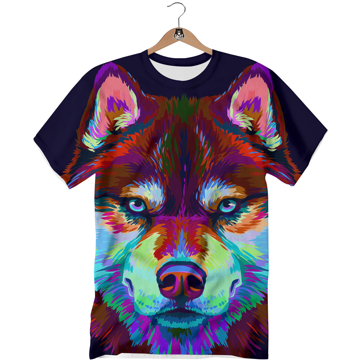 Portrait Siberian Husky Print T-Shirt-grizzshop