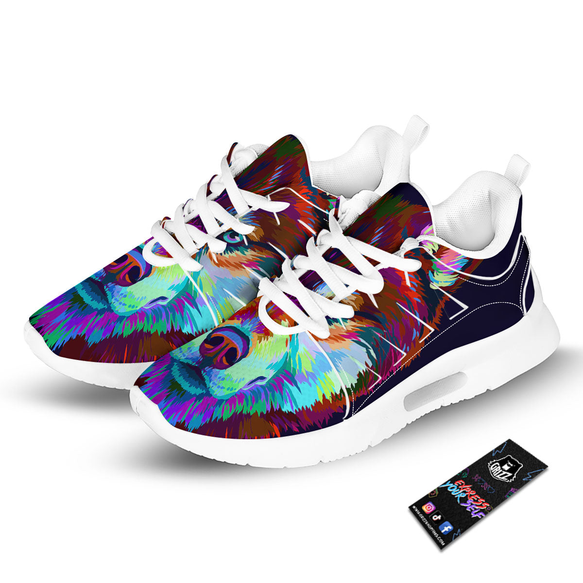 Portrait Siberian Husky Print Tennis Shoes-grizzshop
