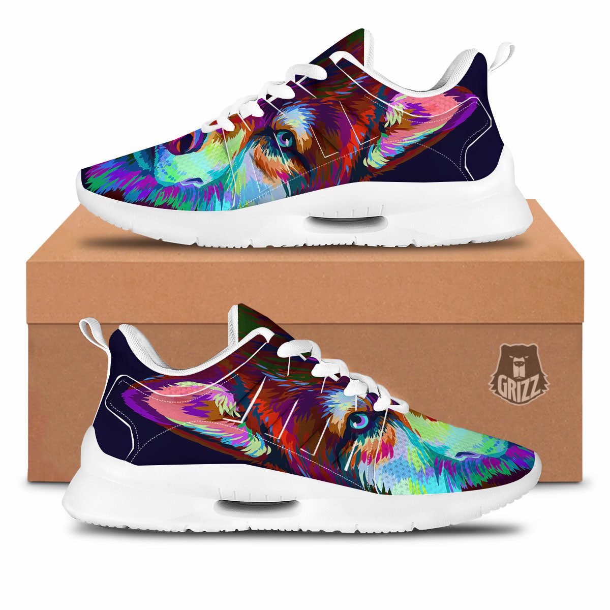 Portrait Siberian Husky Print Tennis Shoes-grizzshop