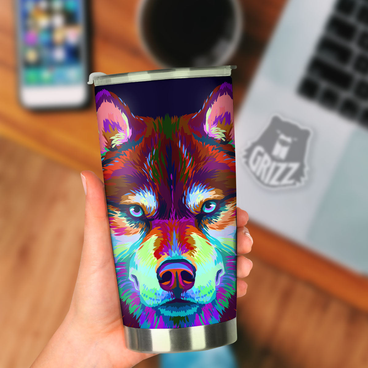 Portrait Siberian Husky Print Tumbler-grizzshop
