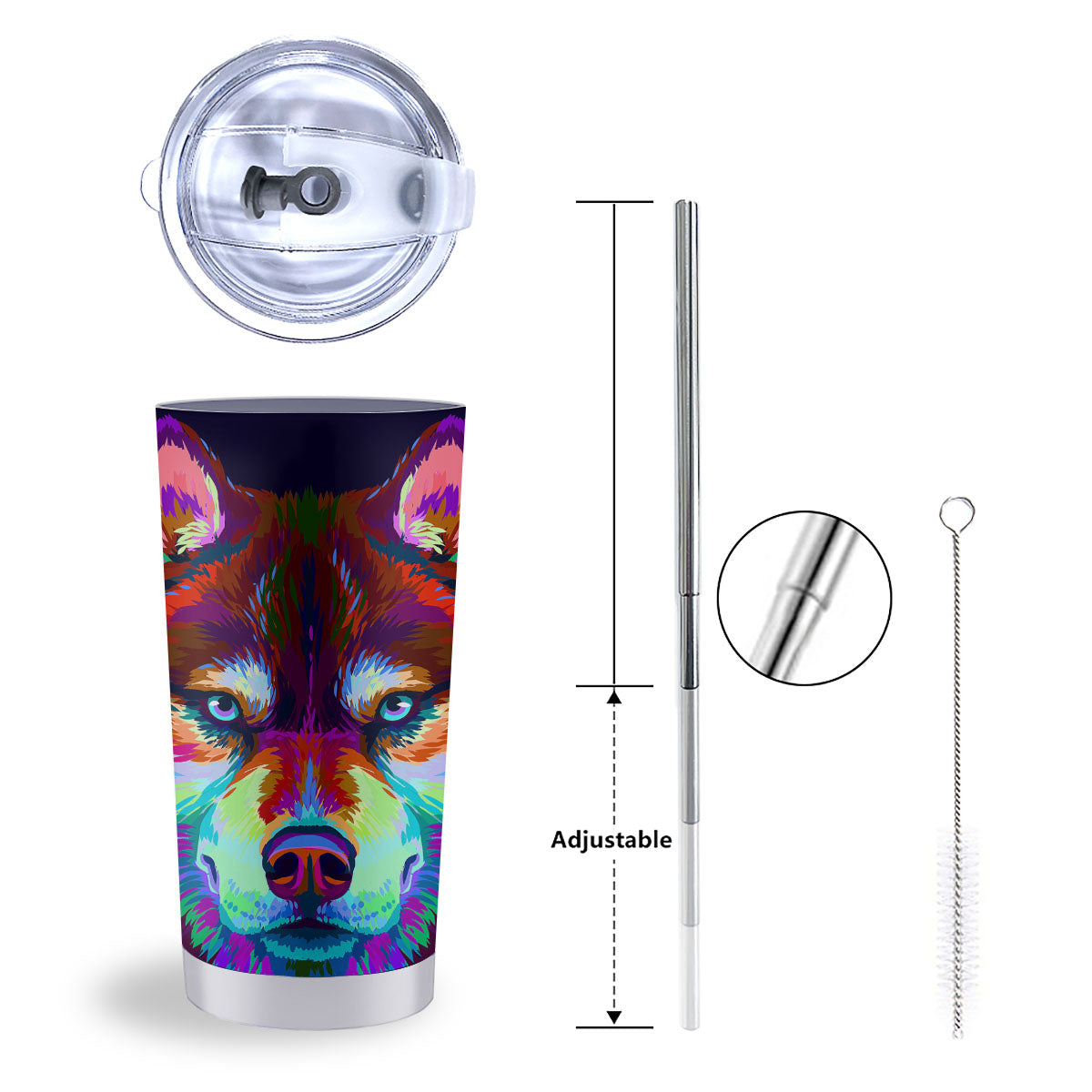 Portrait Siberian Husky Print Tumbler-grizzshop
