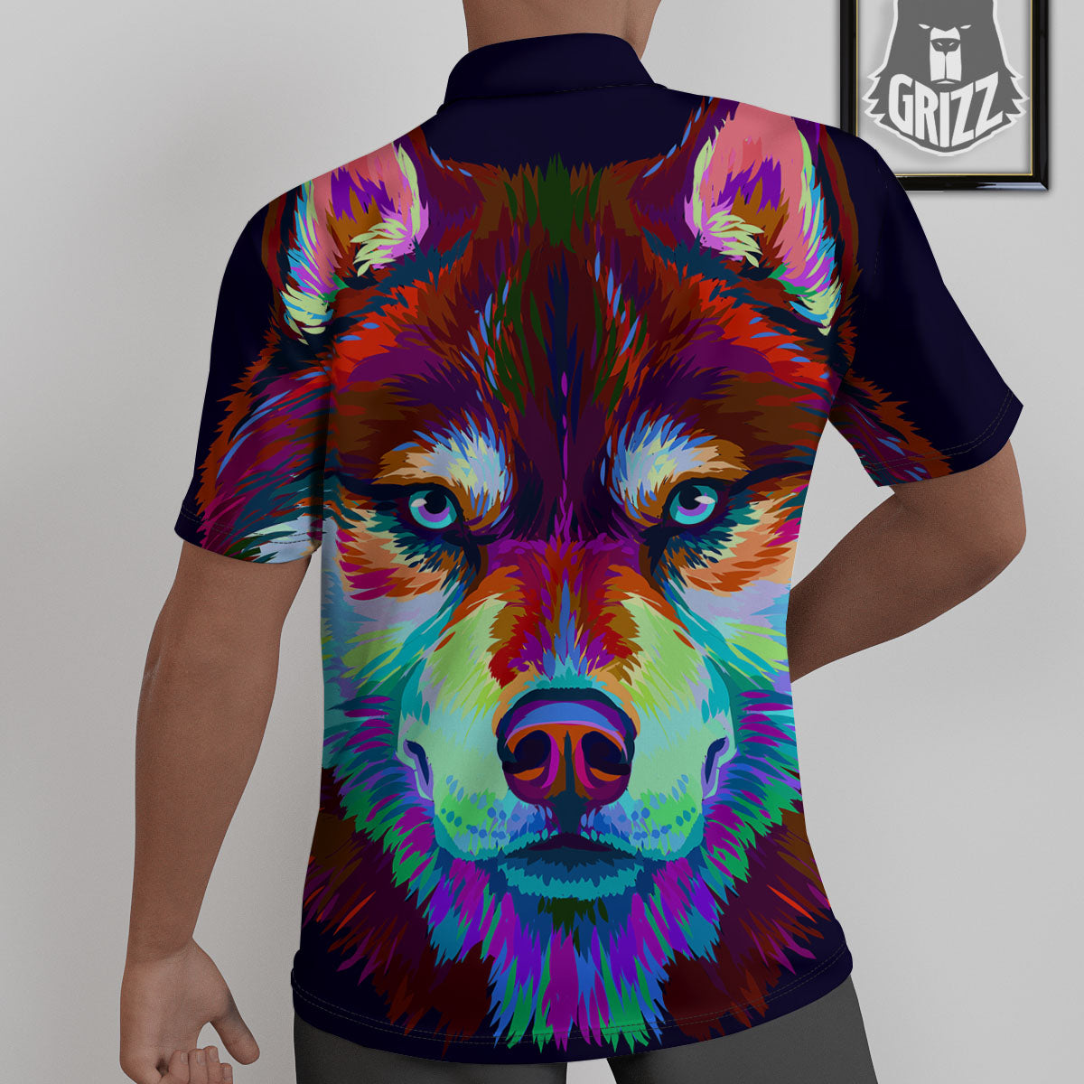 Portrait Siberian Husky Print Untucked Shirts-grizzshop