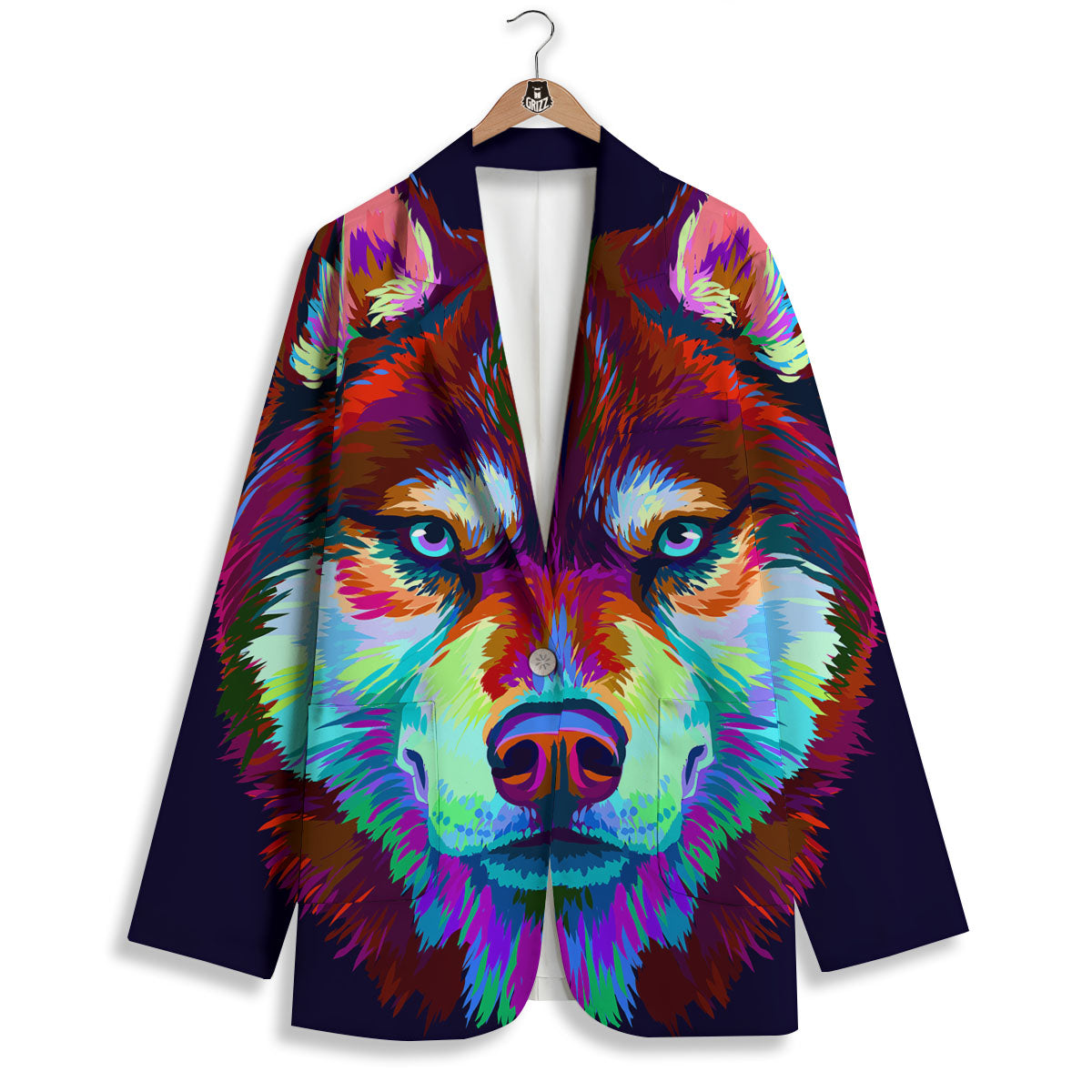 Portrait Siberian Husky Print Women's Blazer-grizzshop