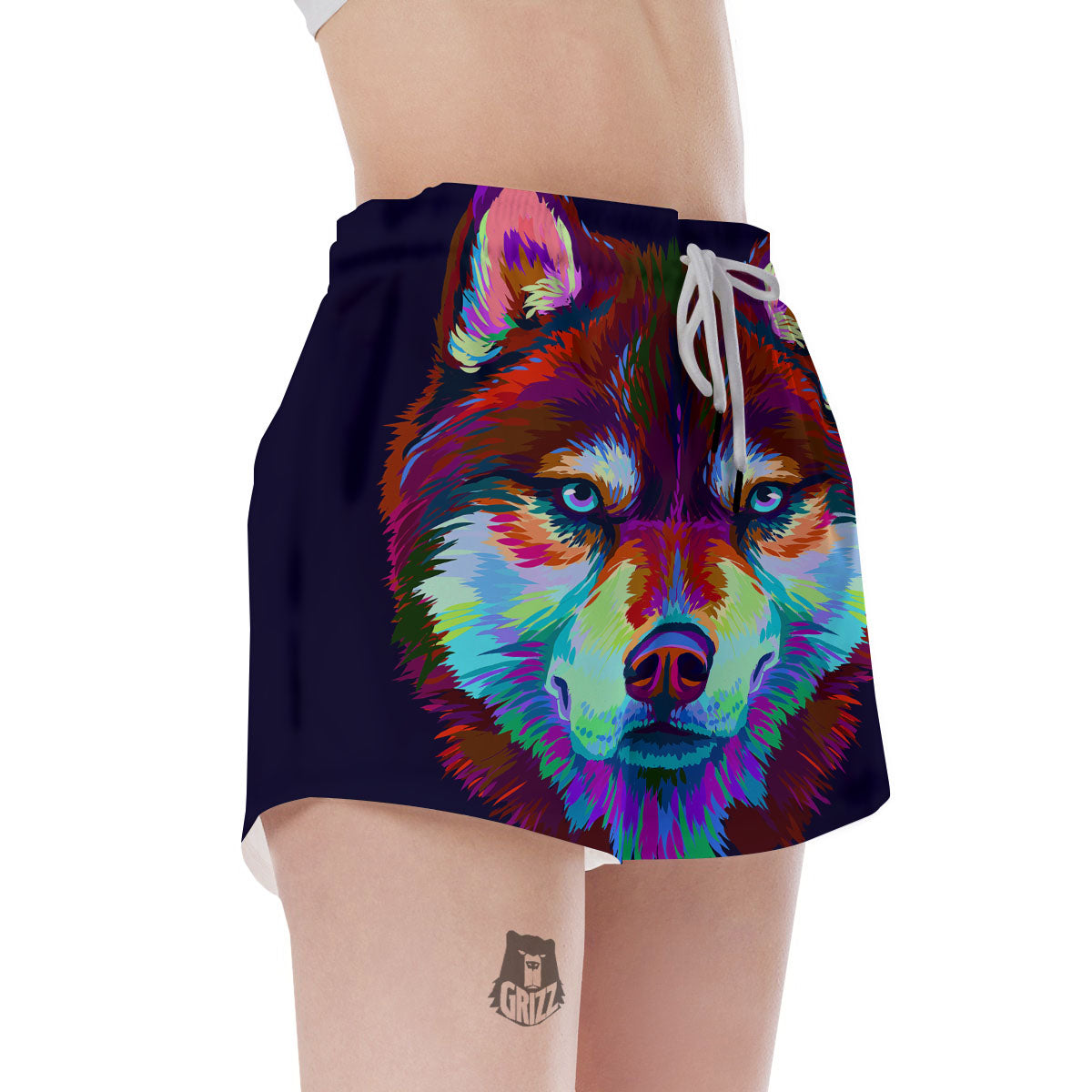 Portrait Siberian Husky Print Women's Shorts-grizzshop