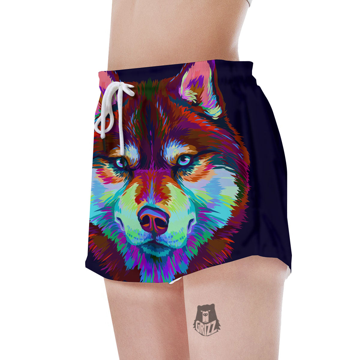 Portrait Siberian Husky Print Women's Shorts-grizzshop