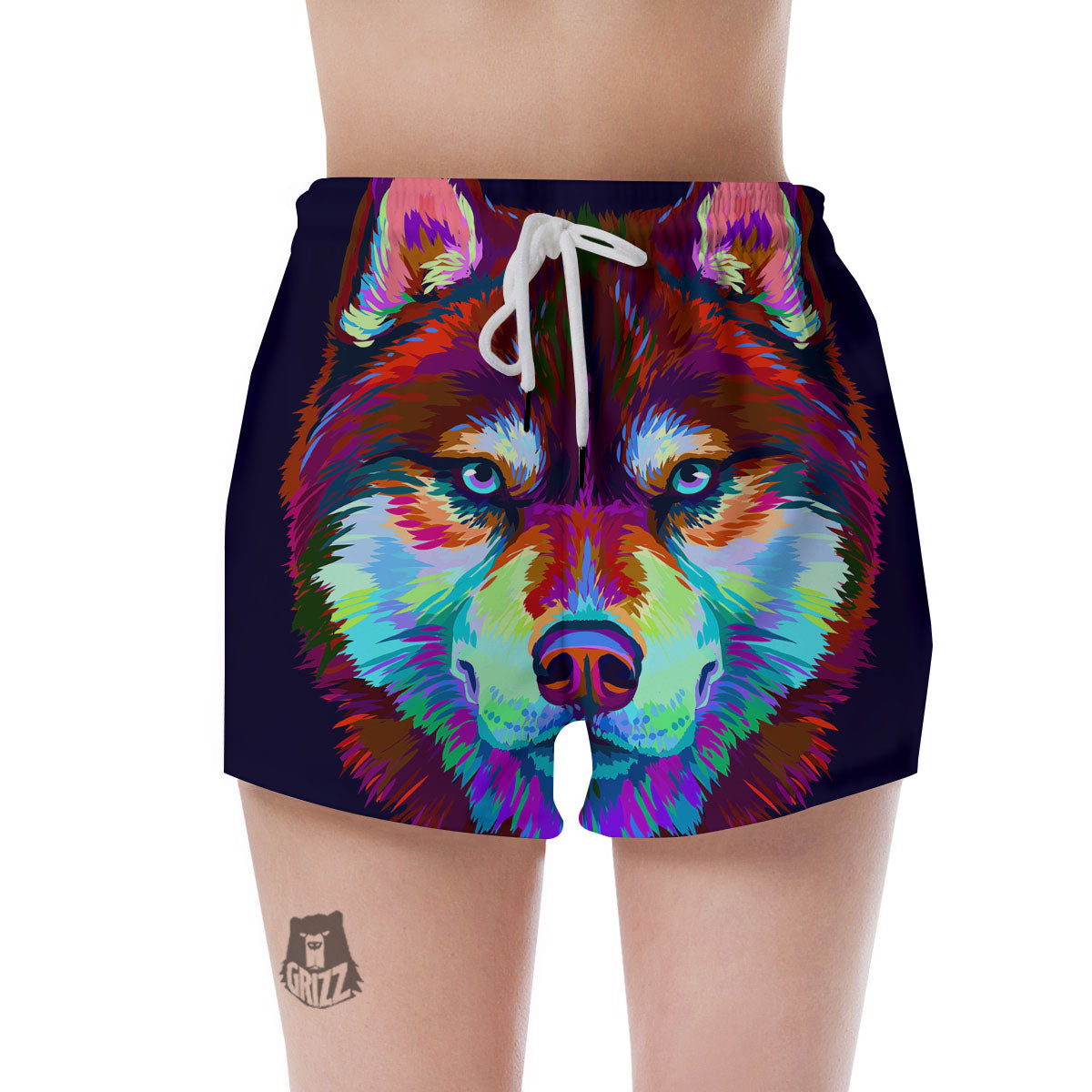 Portrait Siberian Husky Print Women's Shorts-grizzshop