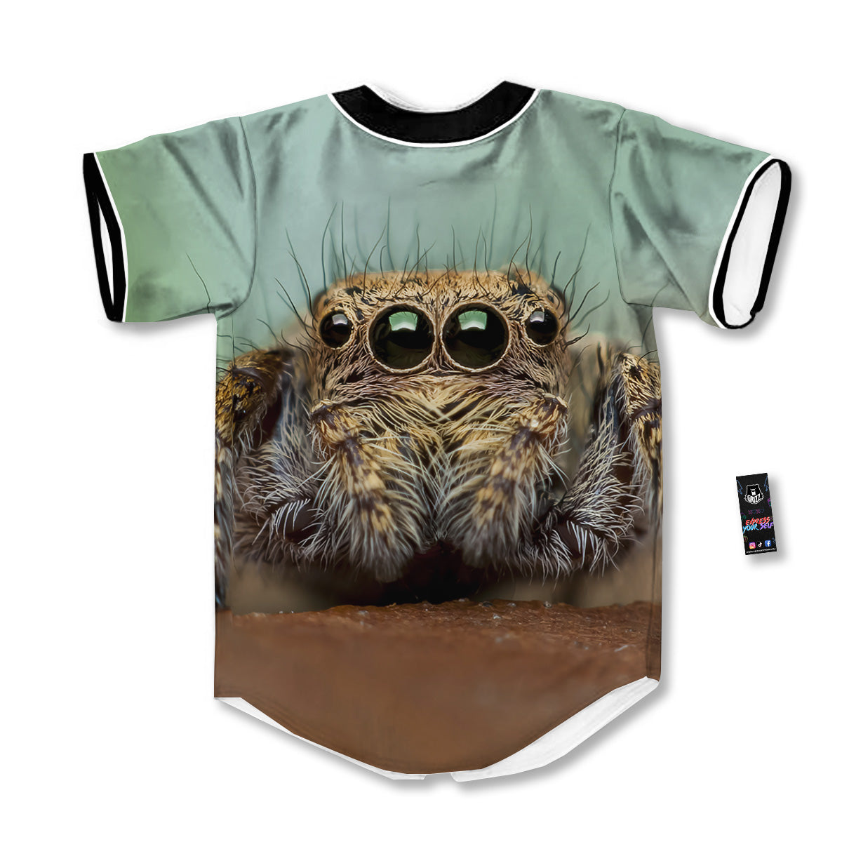 Portrait Spider Print Baseball Jersey-grizzshop