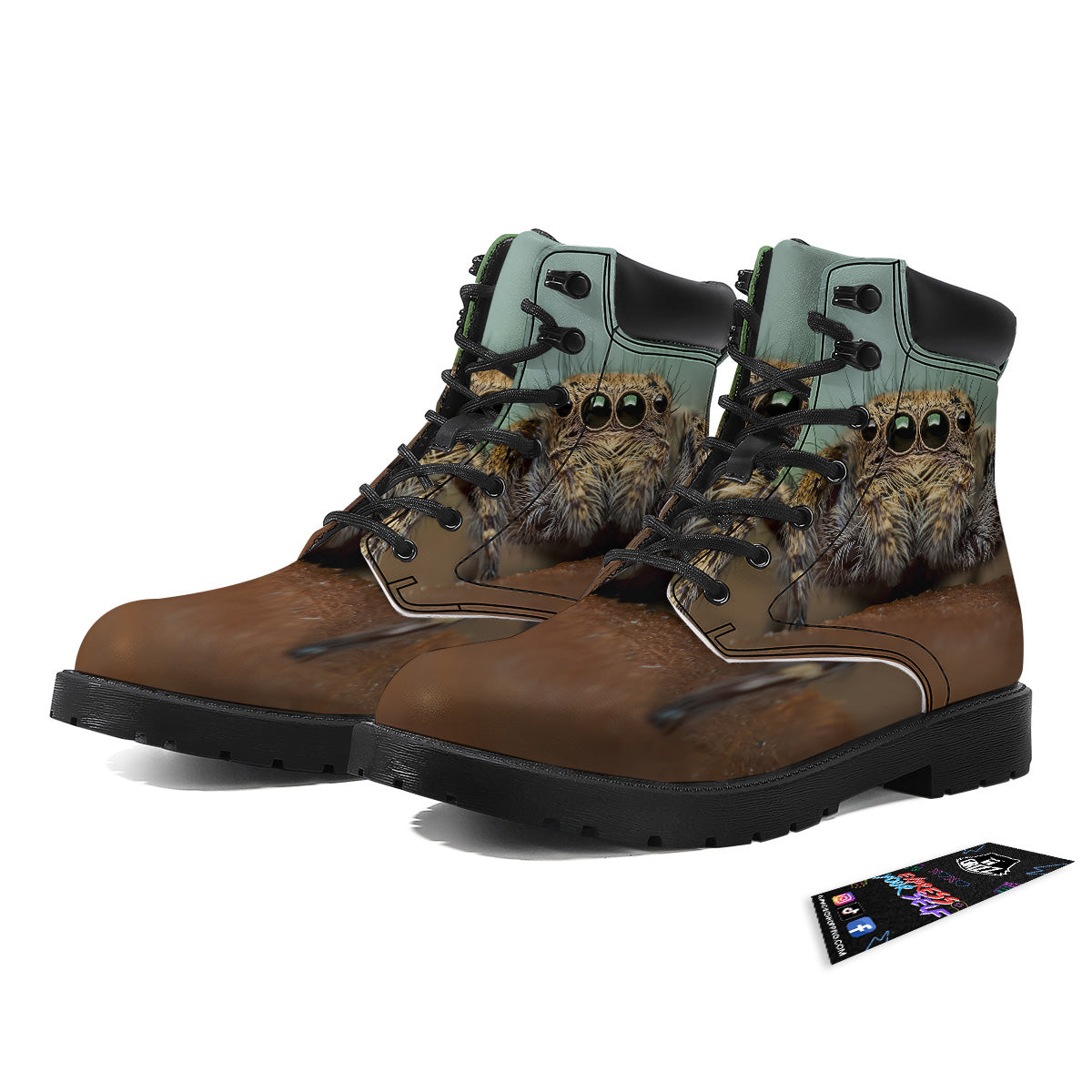 Portrait Spider Print Boots-grizzshop
