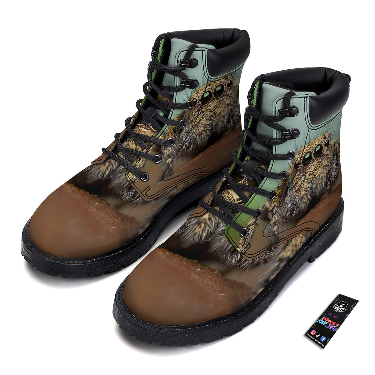Portrait Spider Print Boots-grizzshop