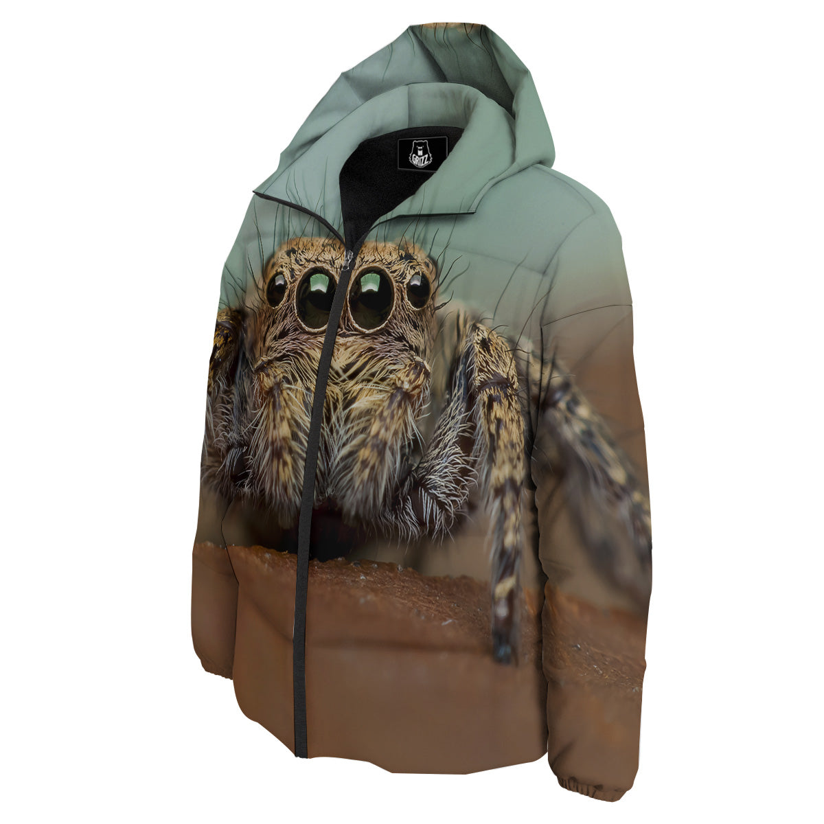 Portrait Spider Print Down Jacket-grizzshop