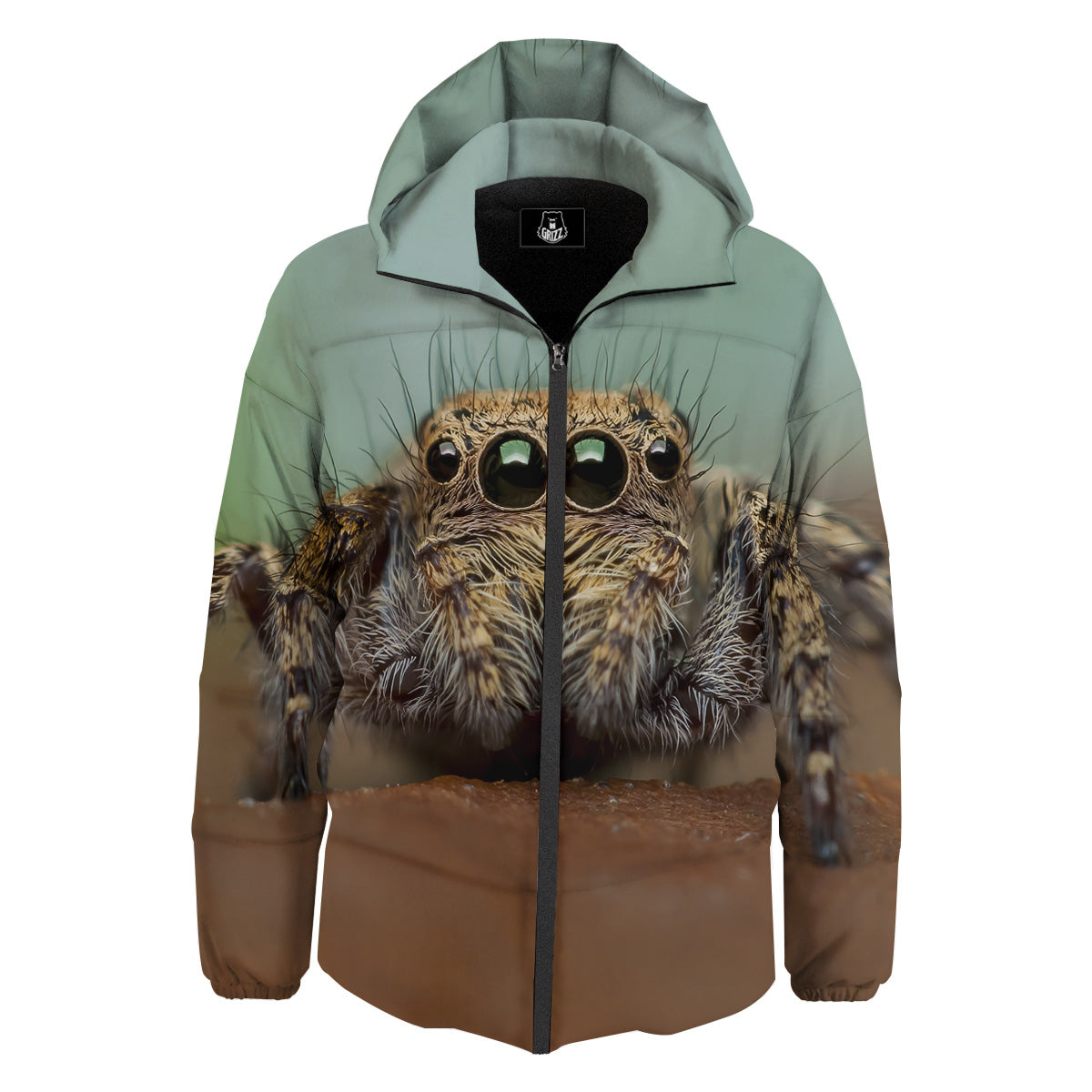 Portrait Spider Print Down Jacket-grizzshop
