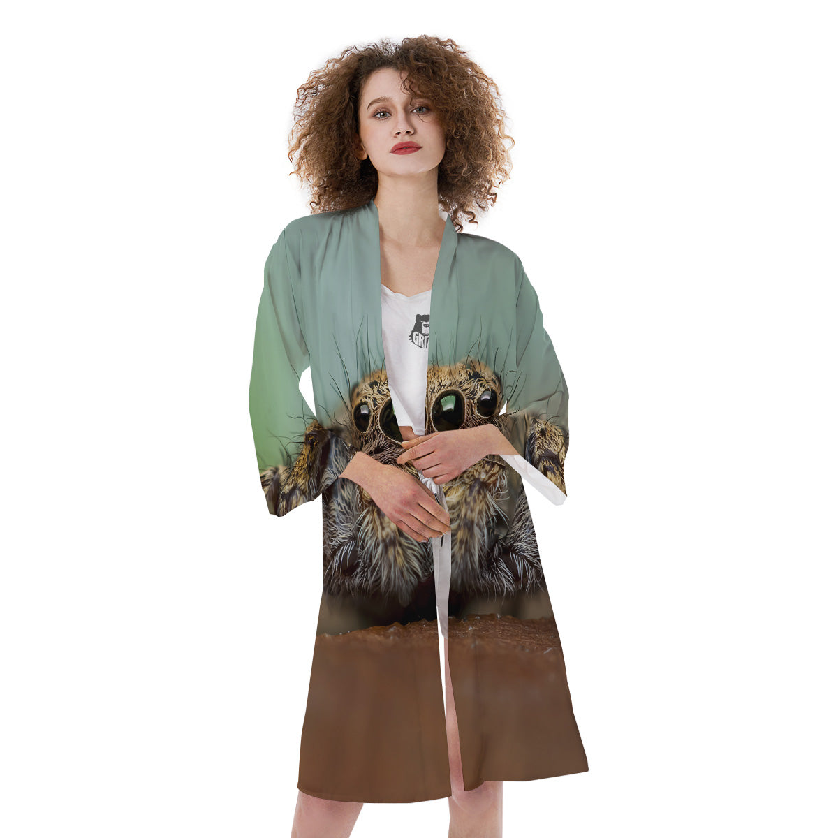 Portrait Spider Print Kimono-grizzshop