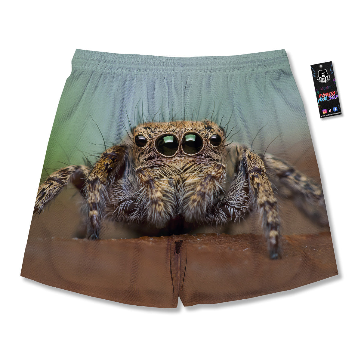 Portrait Spider Print Men's Running Shorts-grizzshop