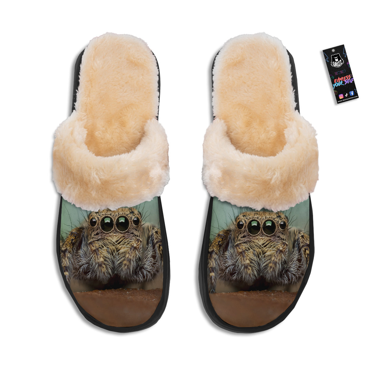 Portrait Spider Print Slippers-grizzshop