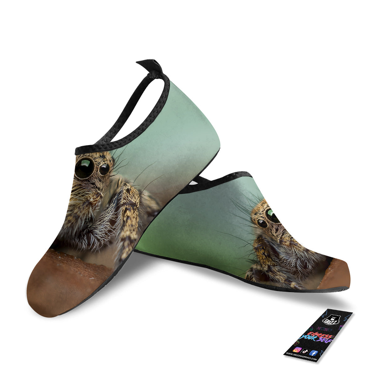Portrait Spider Print Water Shoes-grizzshop