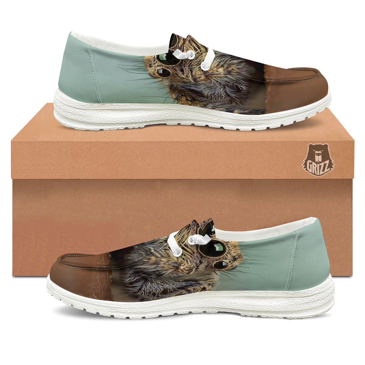 Portrait Spider Print White Loafers-grizzshop