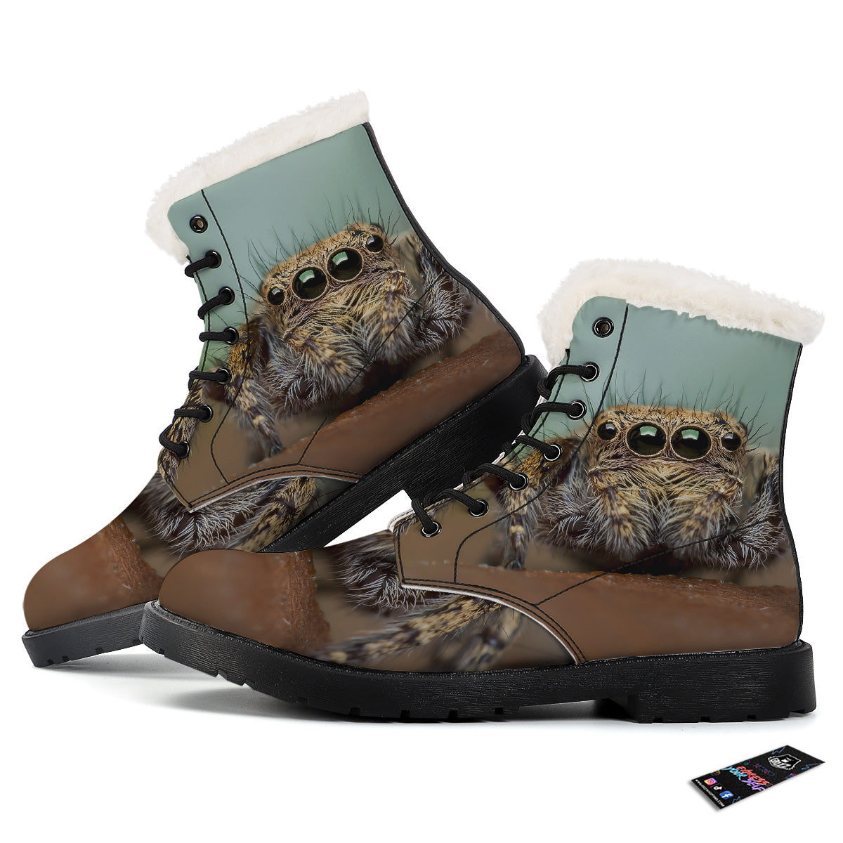 Portrait Spider Print Winter Boots-grizzshop