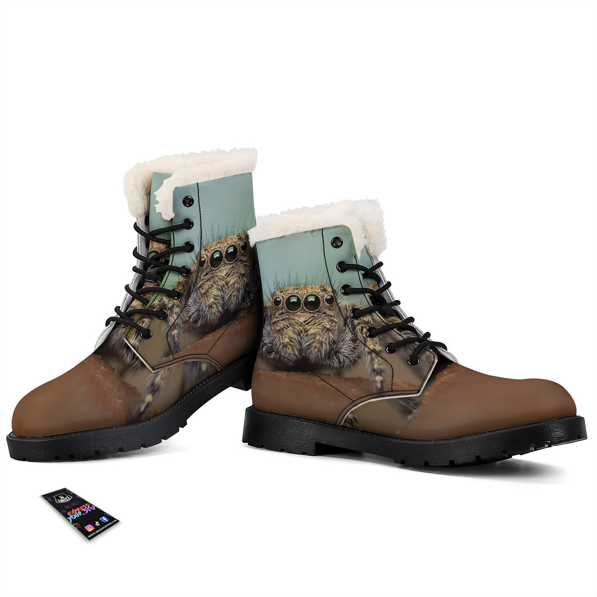 Portrait Spider Print Winter Boots-grizzshop