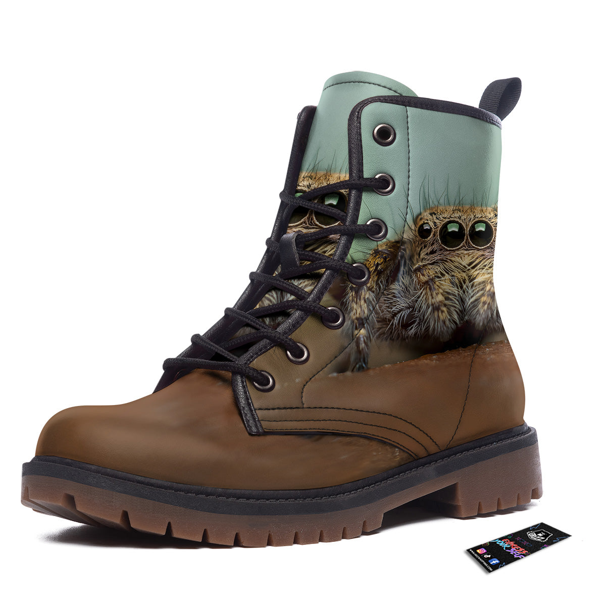 Portrait Spider Print Work Boots-grizzshop