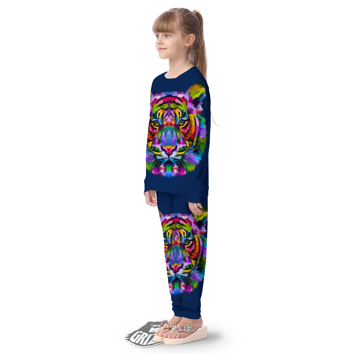 Portrait Tiger Colorful Print Kid's Pajamas-grizzshop