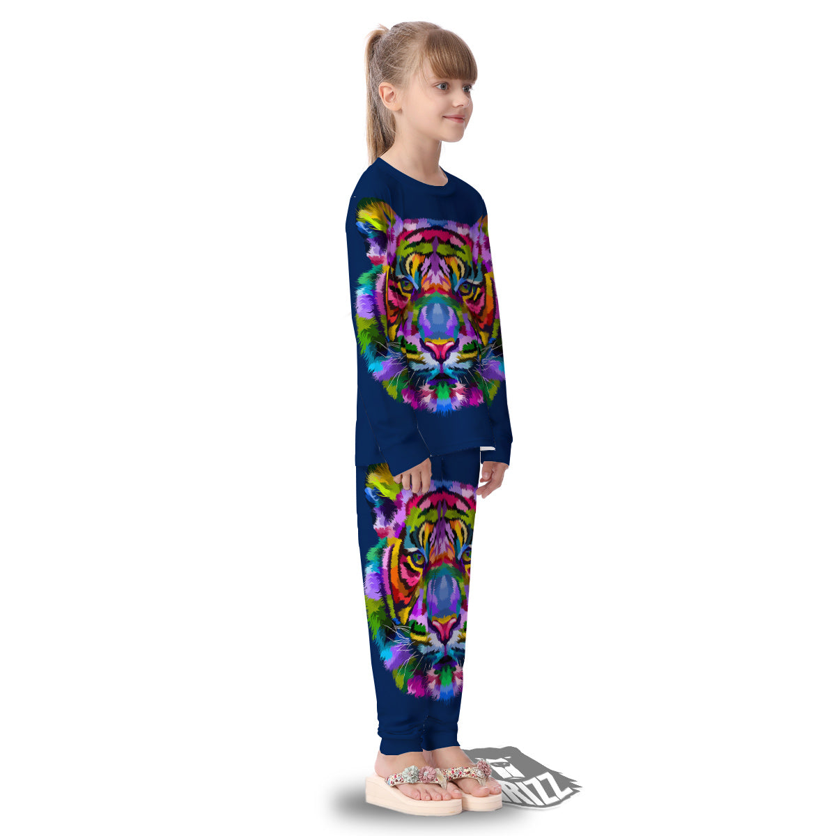 Portrait Tiger Colorful Print Kid's Pajamas-grizzshop