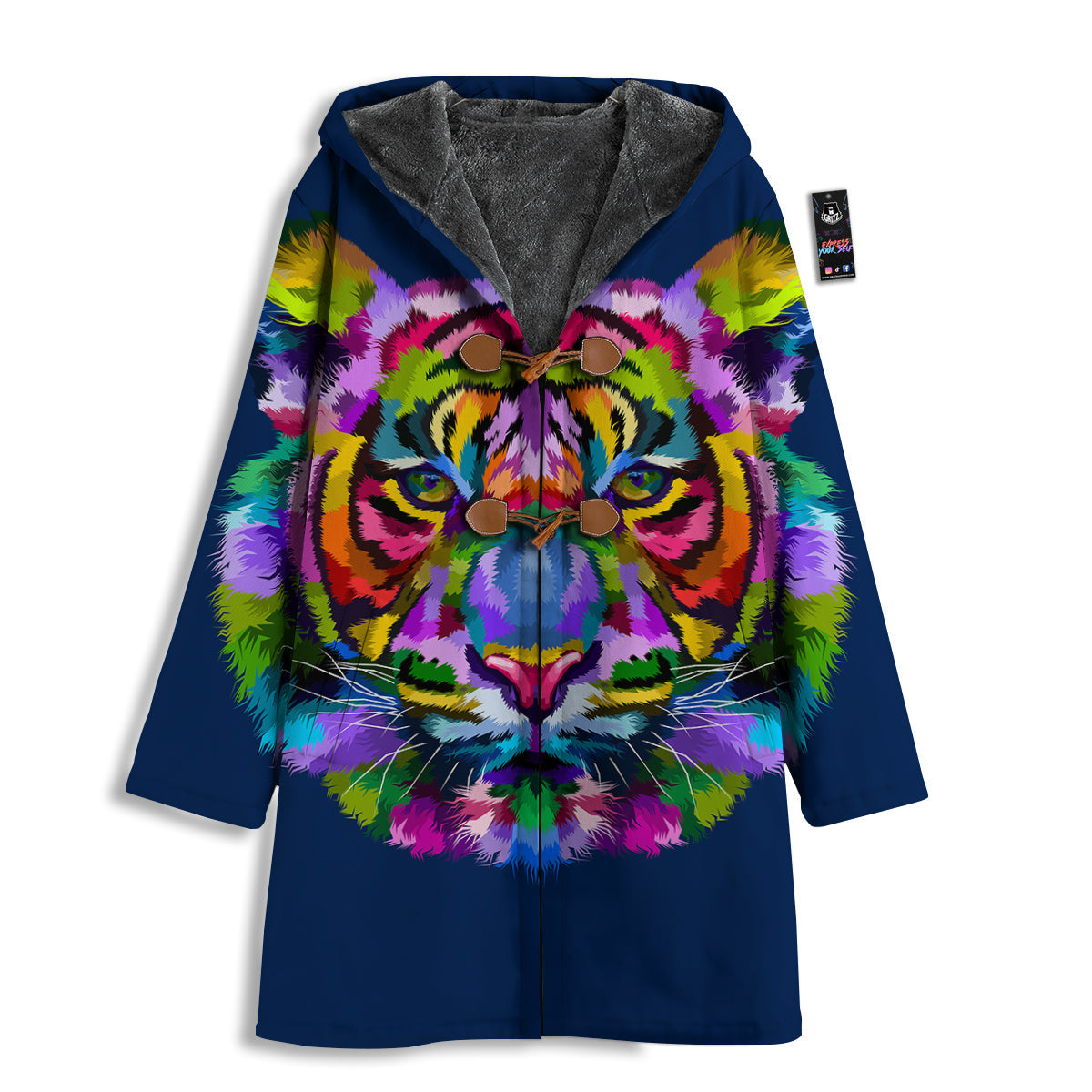 Portrait Tiger Colorful Print Men's Windbreaker Jacket-grizzshop