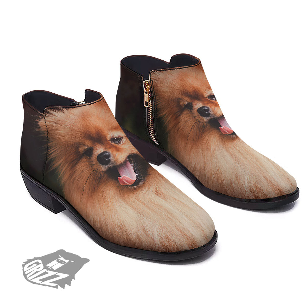 Portrait Vintage Pomeranian Ankle Boots-grizzshop