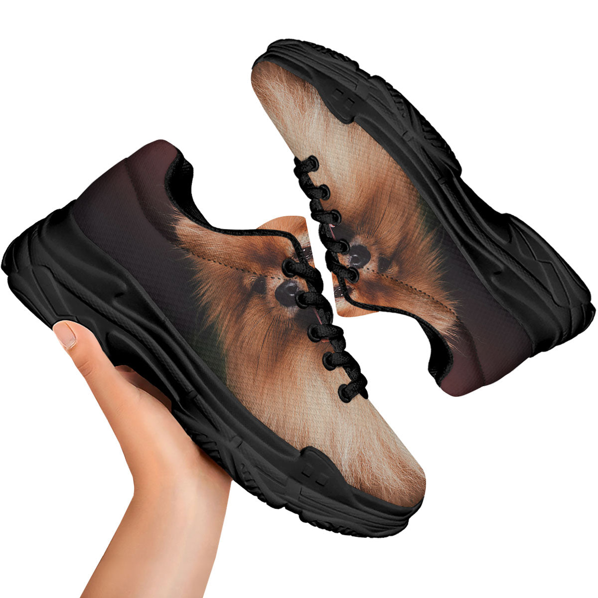 Portrait Vintage Pomeranian Black Chunky Shoes-grizzshop