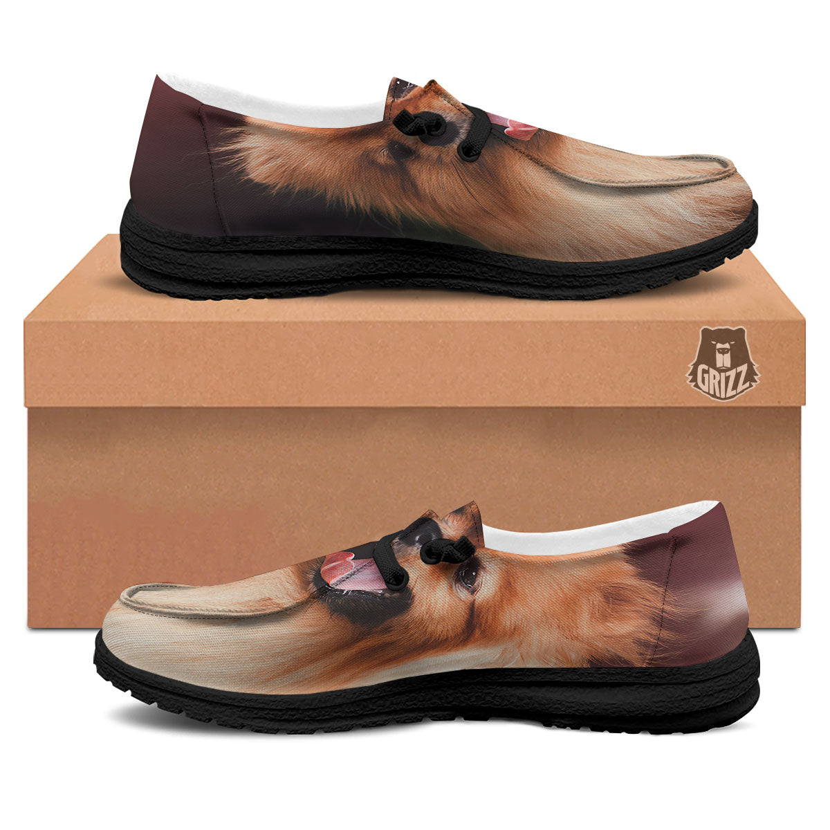 Portrait Vintage Pomeranian Black Loafers-grizzshop