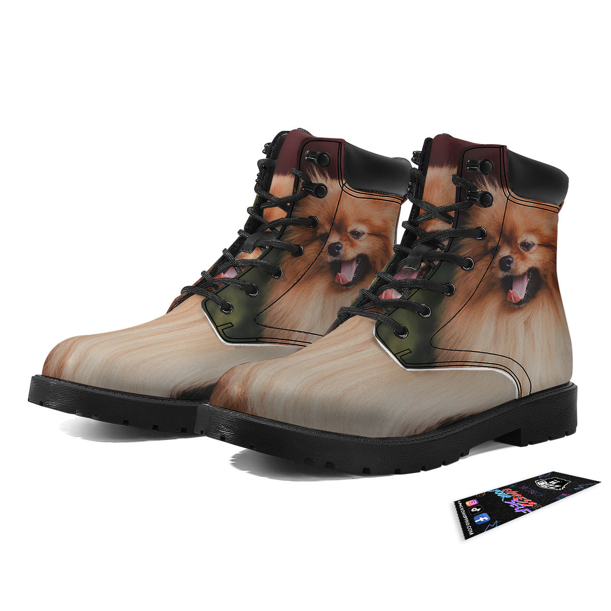 Portrait Vintage Pomeranian Boots-grizzshop