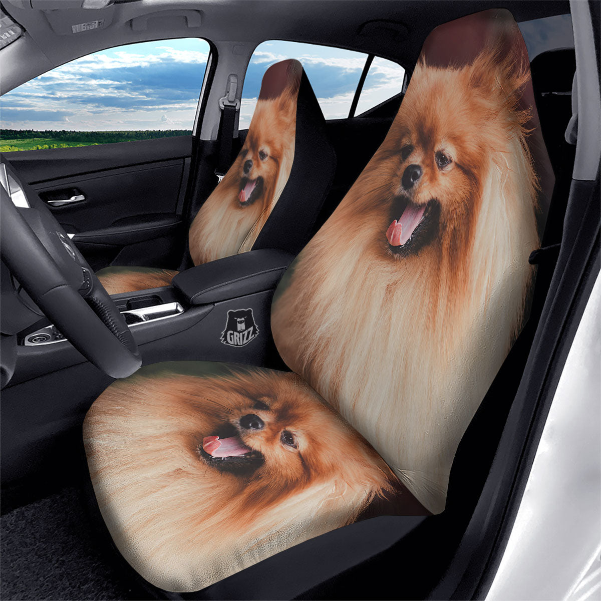 Portrait Vintage Pomeranian Car Seat Covers-grizzshop