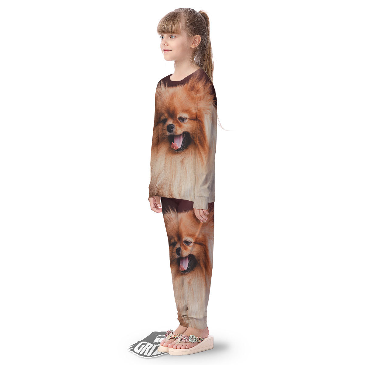 Portrait Vintage Pomeranian Kid's Pajamas-grizzshop