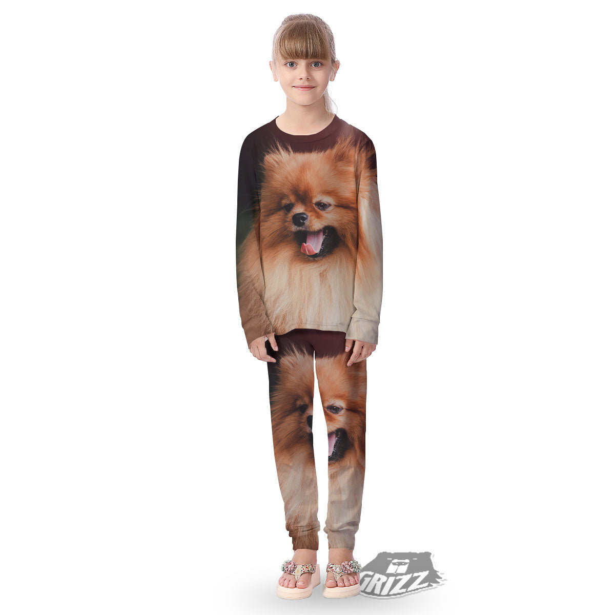 Portrait Vintage Pomeranian Kid's Pajamas-grizzshop