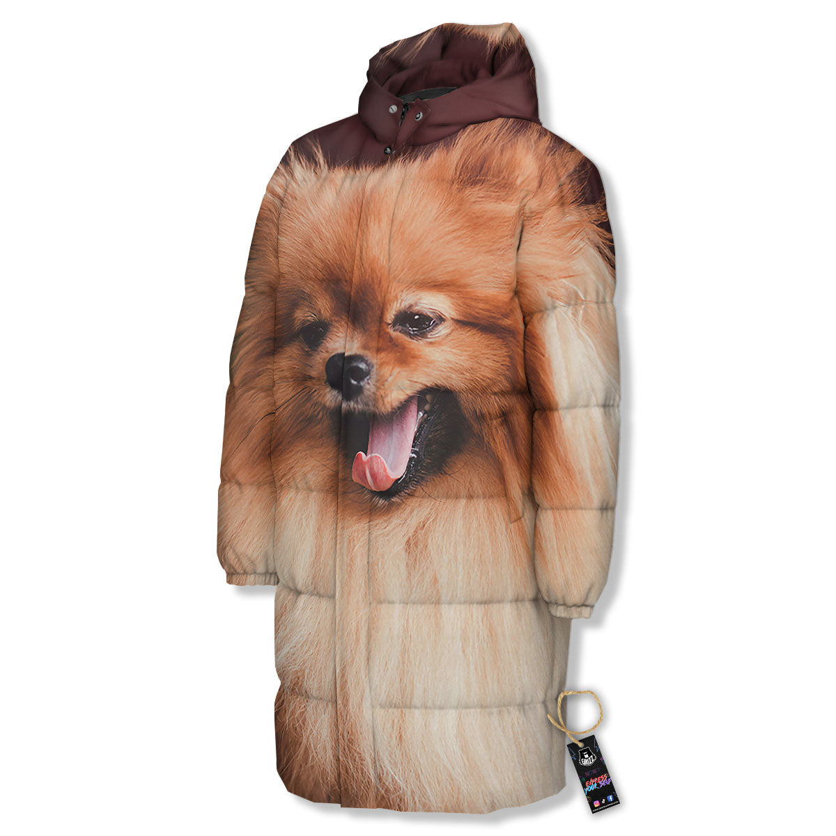 Portrait Vintage Pomeranian Long Down Jacket-grizzshop