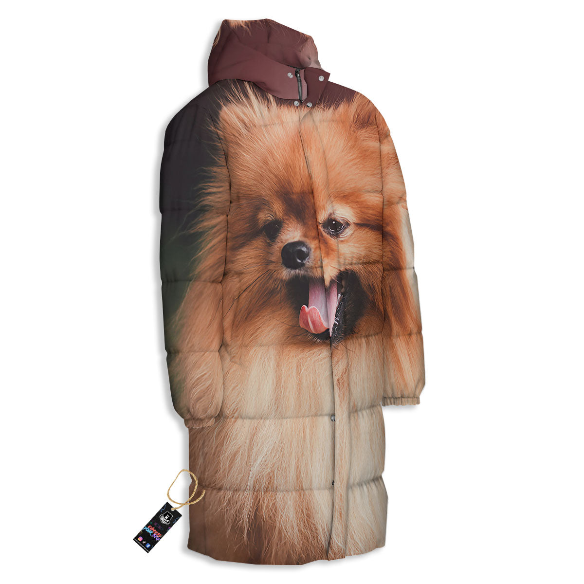 Portrait Vintage Pomeranian Long Down Jacket-grizzshop