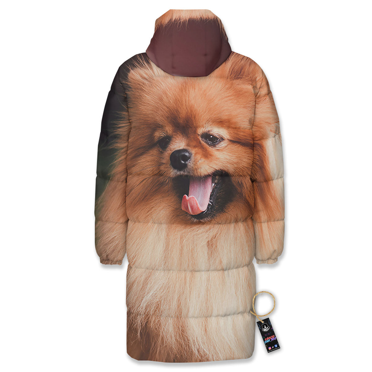 Portrait Vintage Pomeranian Long Down Jacket-grizzshop