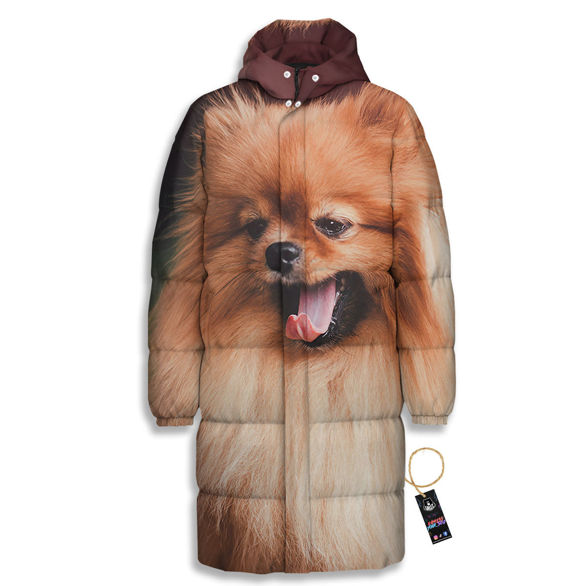 Portrait Vintage Pomeranian Long Down Jacket-grizzshop