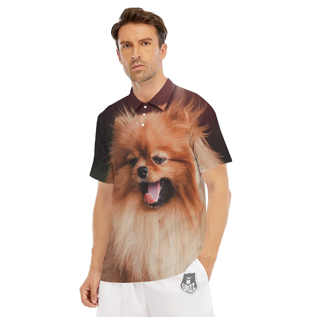 Portrait Vintage Pomeranian Men's Golf Shirts-grizzshop