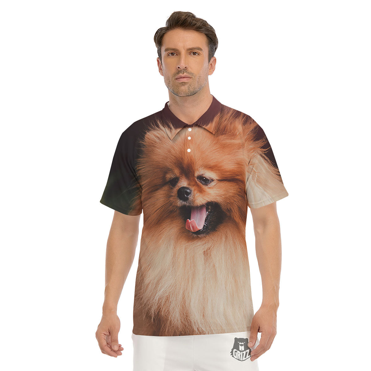 Portrait Vintage Pomeranian Men's Golf Shirts-grizzshop