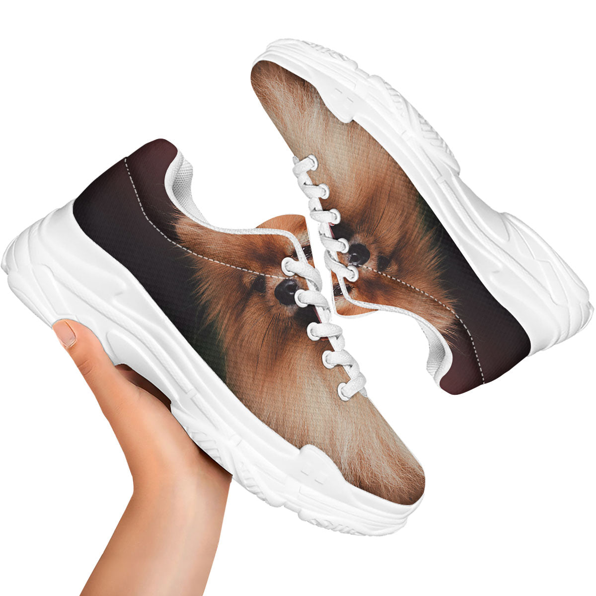 Portrait Vintage Pomeranian White Chunky Shoes-grizzshop