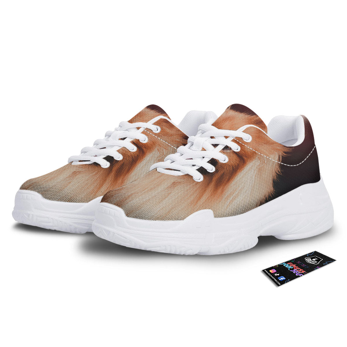 Portrait Vintage Pomeranian White Chunky Shoes-grizzshop