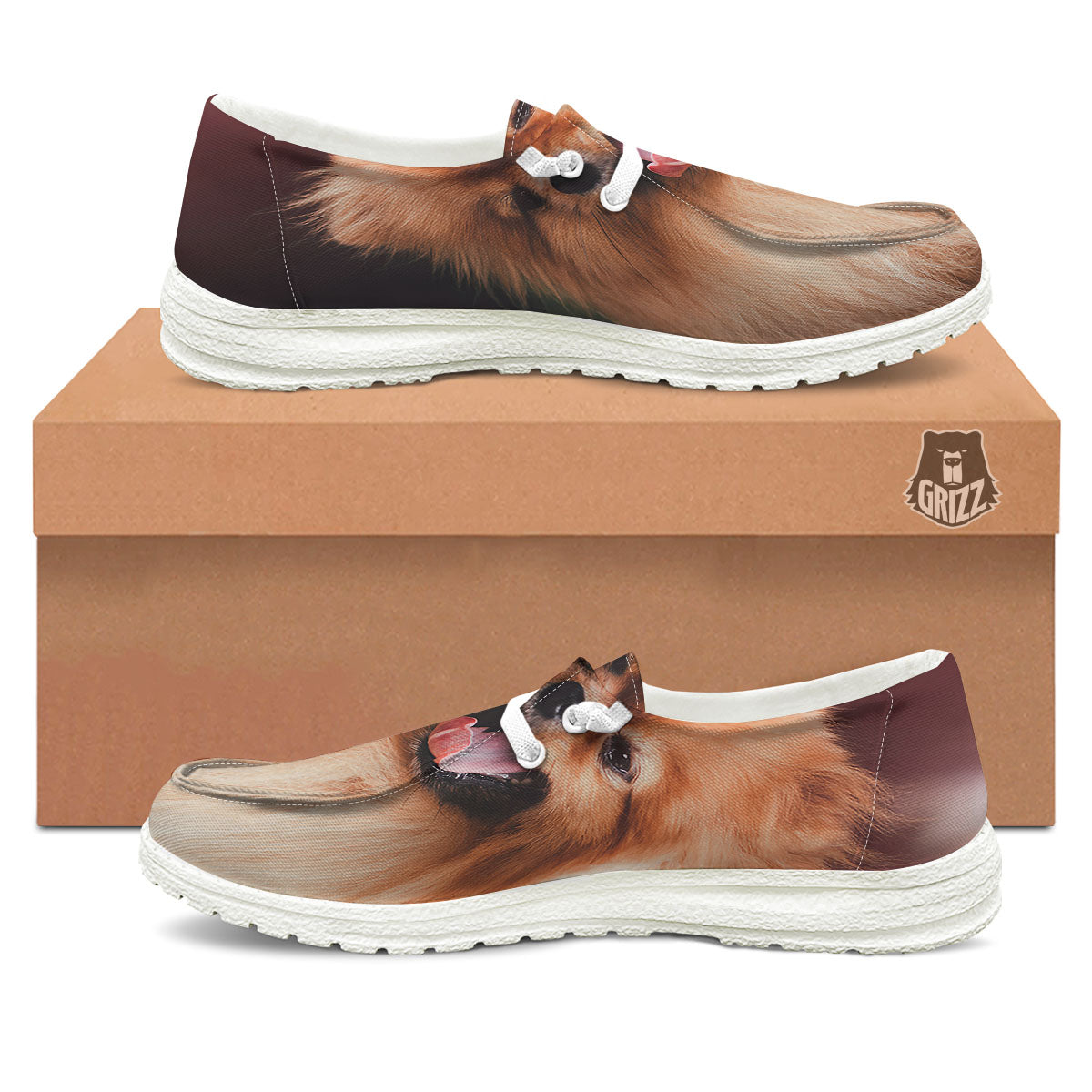 Portrait Vintage Pomeranian White Loafers-grizzshop