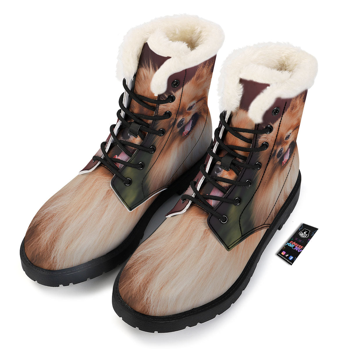 Portrait Vintage Pomeranian Winter Boots-grizzshop