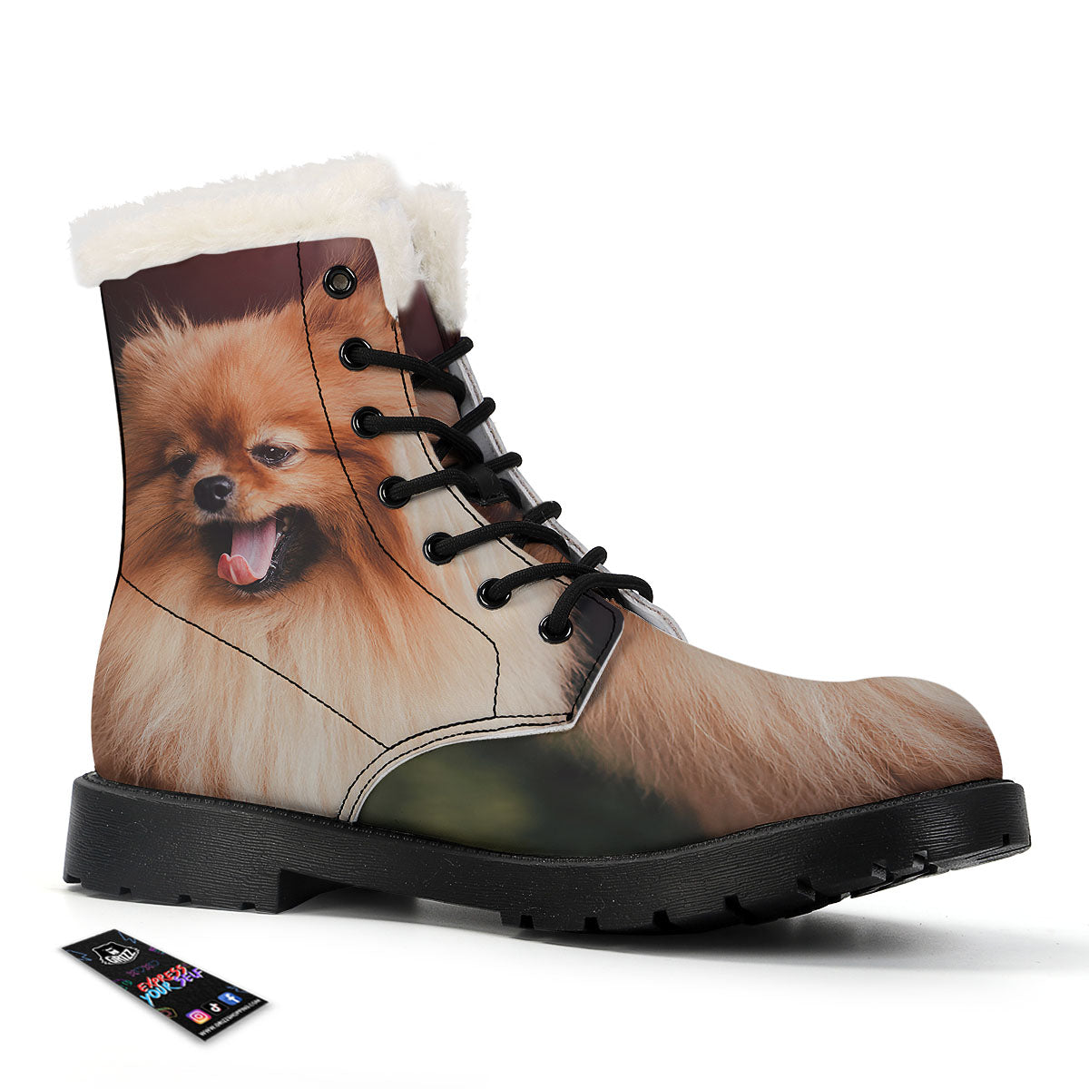 Portrait Vintage Pomeranian Winter Boots-grizzshop