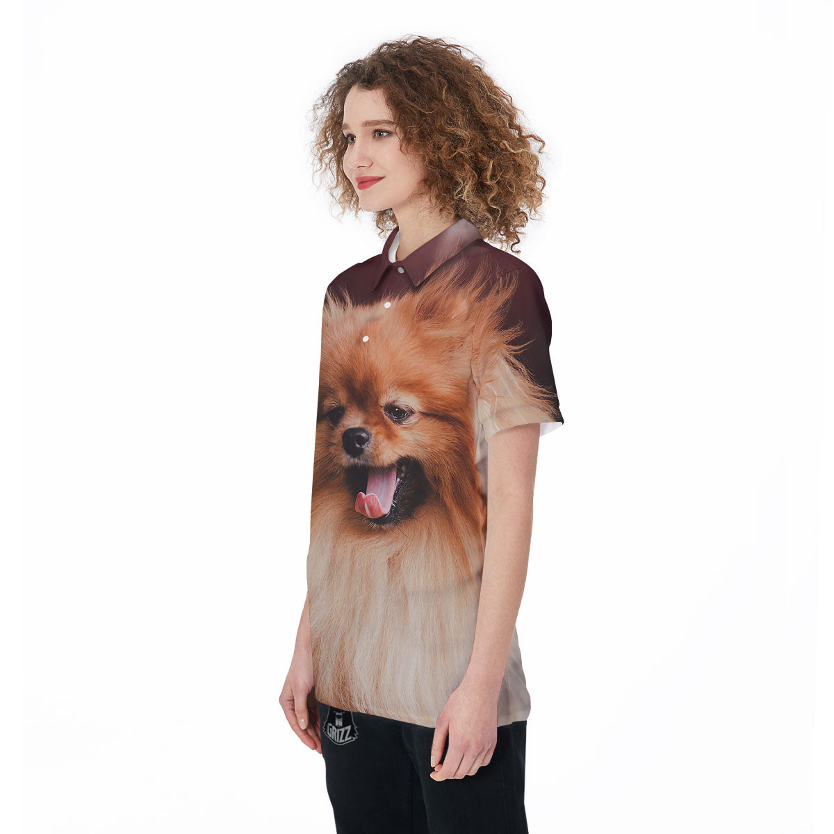 Portrait Vintage Pomeranian Women's Golf Shirts-grizzshop