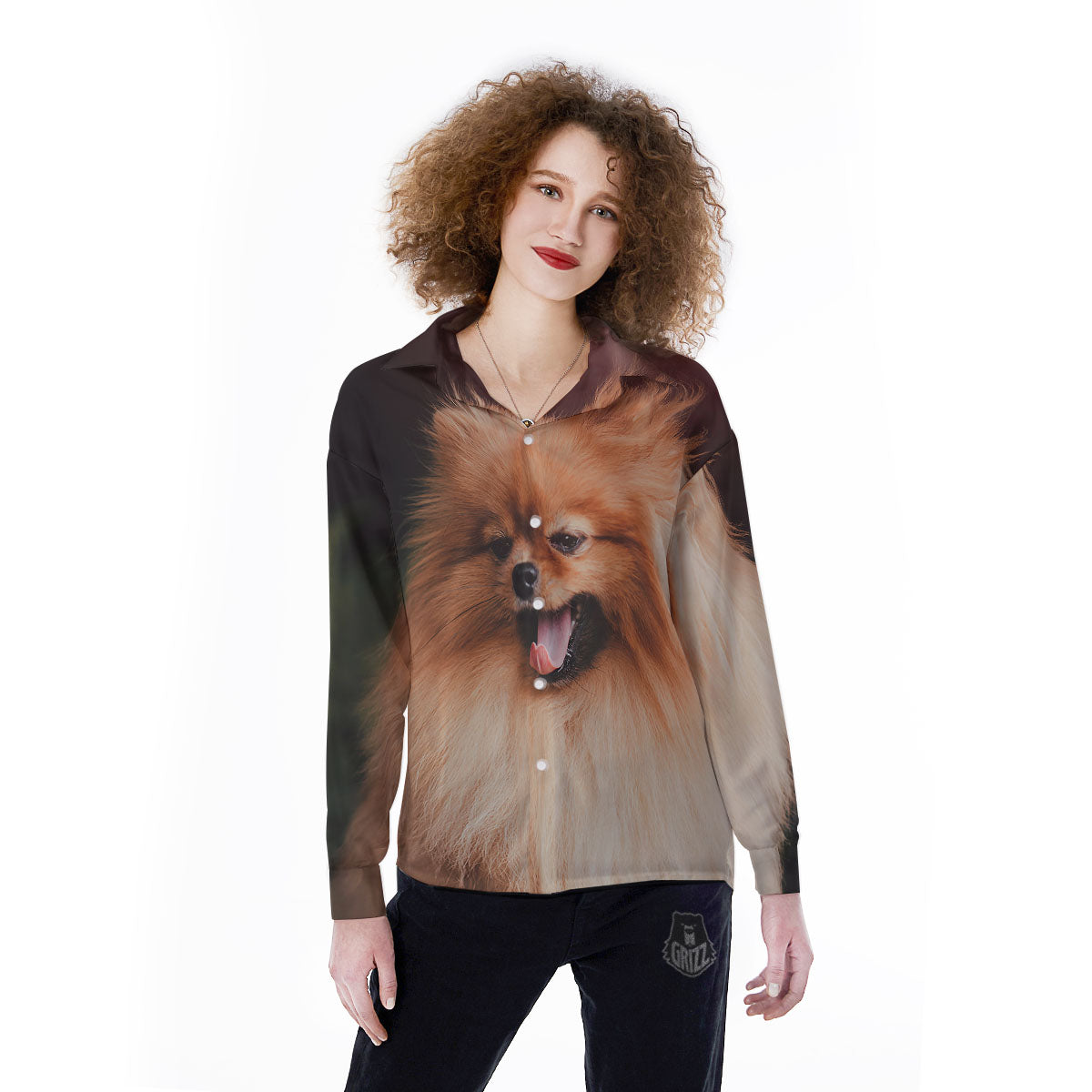 Portrait Vintage Pomeranian Women's Long Sleeve Shirts-grizzshop