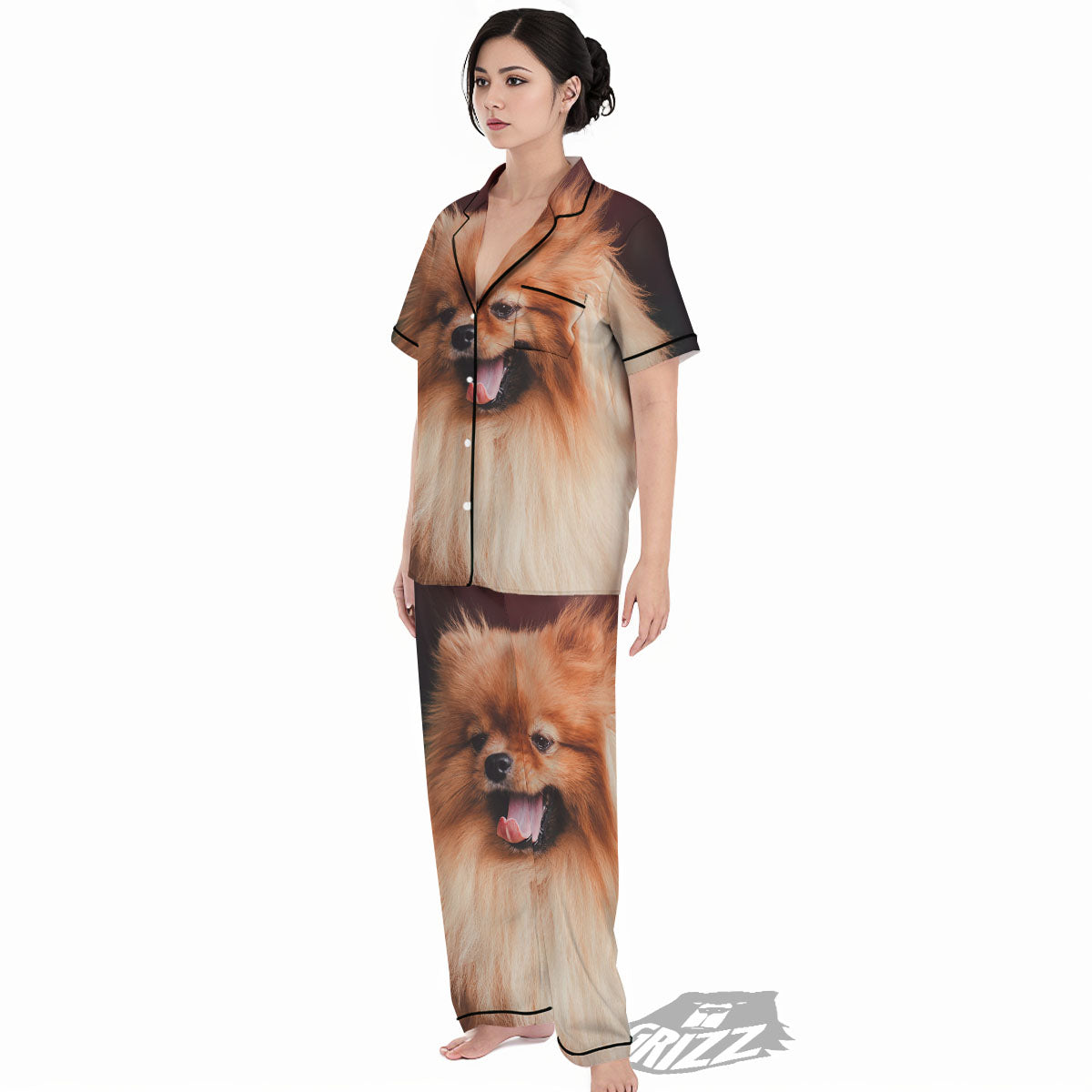 Portrait Vintage Pomeranian Women's Pajamas Set-grizzshop