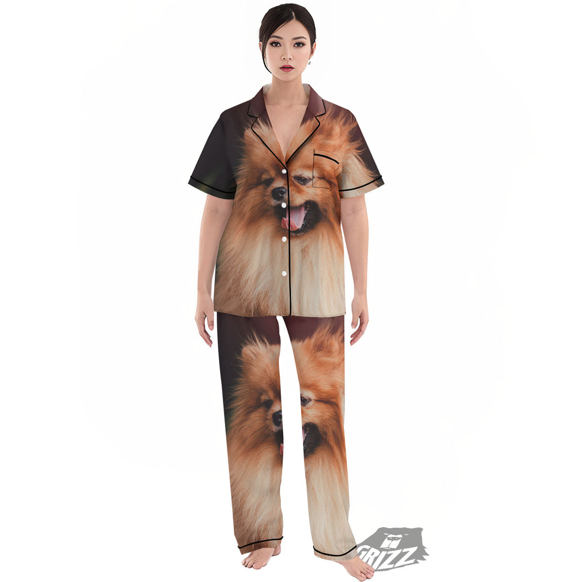 Portrait Vintage Pomeranian Women's Pajamas Set-grizzshop